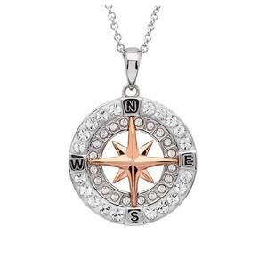 NEW SHANORE women's ocean swarovski crystal compass pendant necklace in rose gol